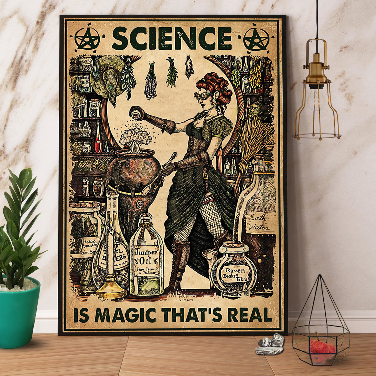 Witch Science Is Magic Halloween Vintage Poster No Frame