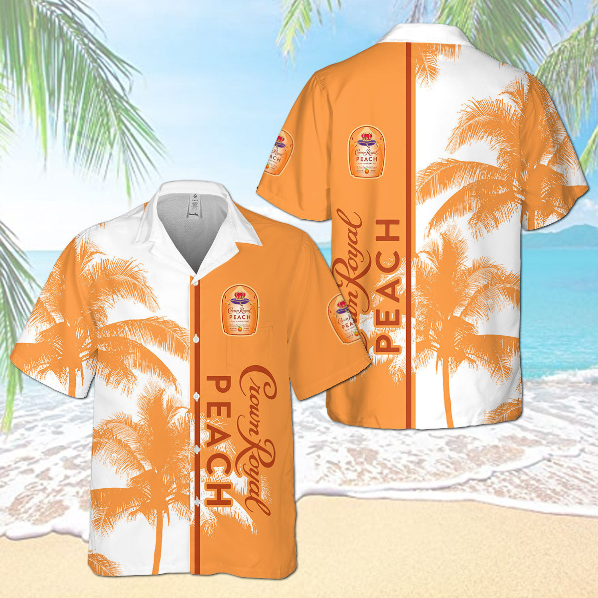 Crown Royal Peach Palm Tree Hawaii Shirt Ha31053