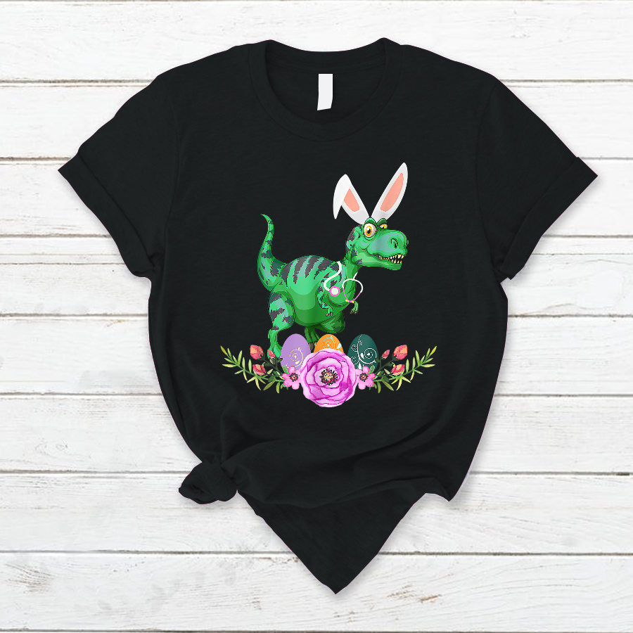 Easter Women Clothing Fornurse  Doctor Bunny Dino Funny Tee