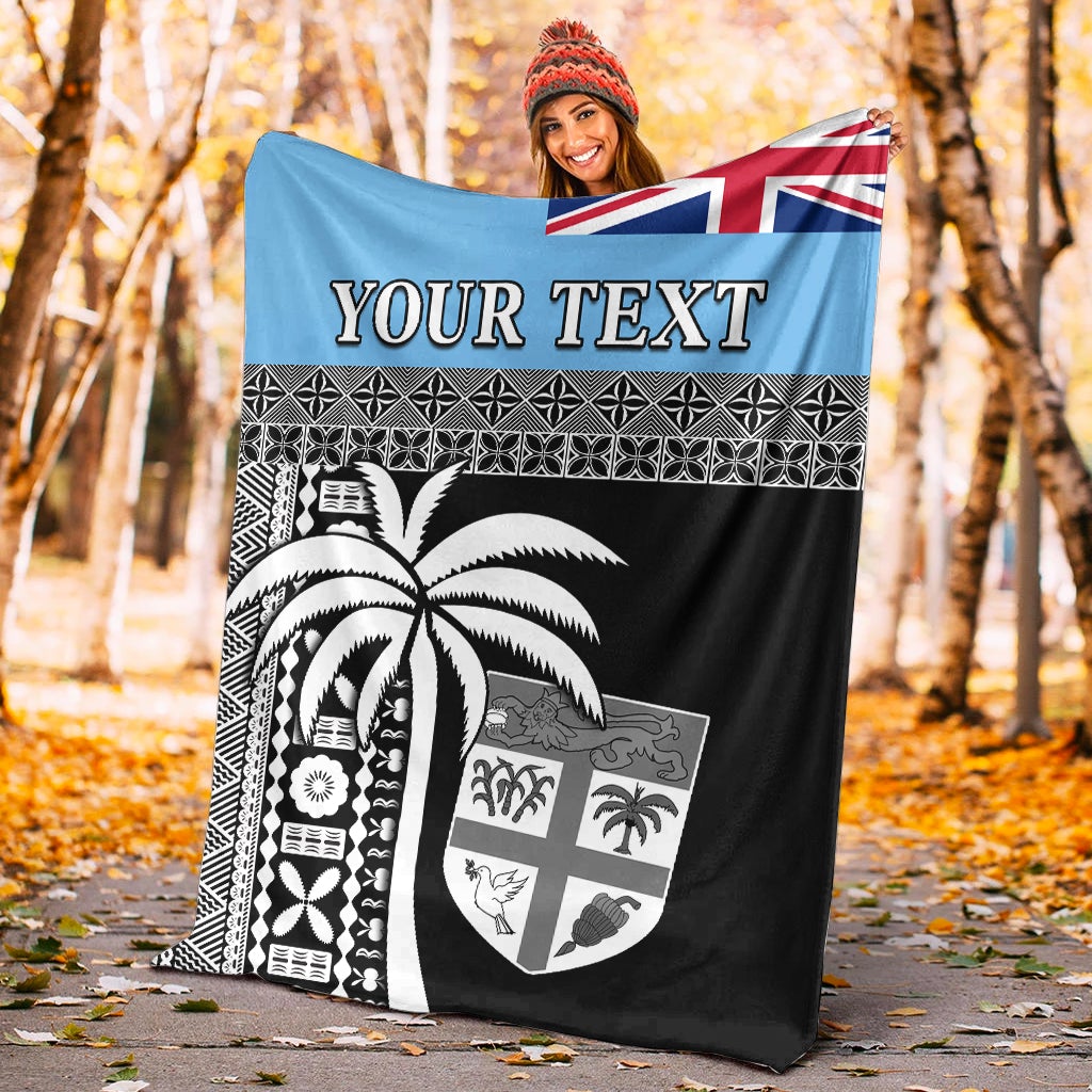 (Custom Personalised) Fiji Tapa Pattern Premium Blanket Coconut Tree Lt13