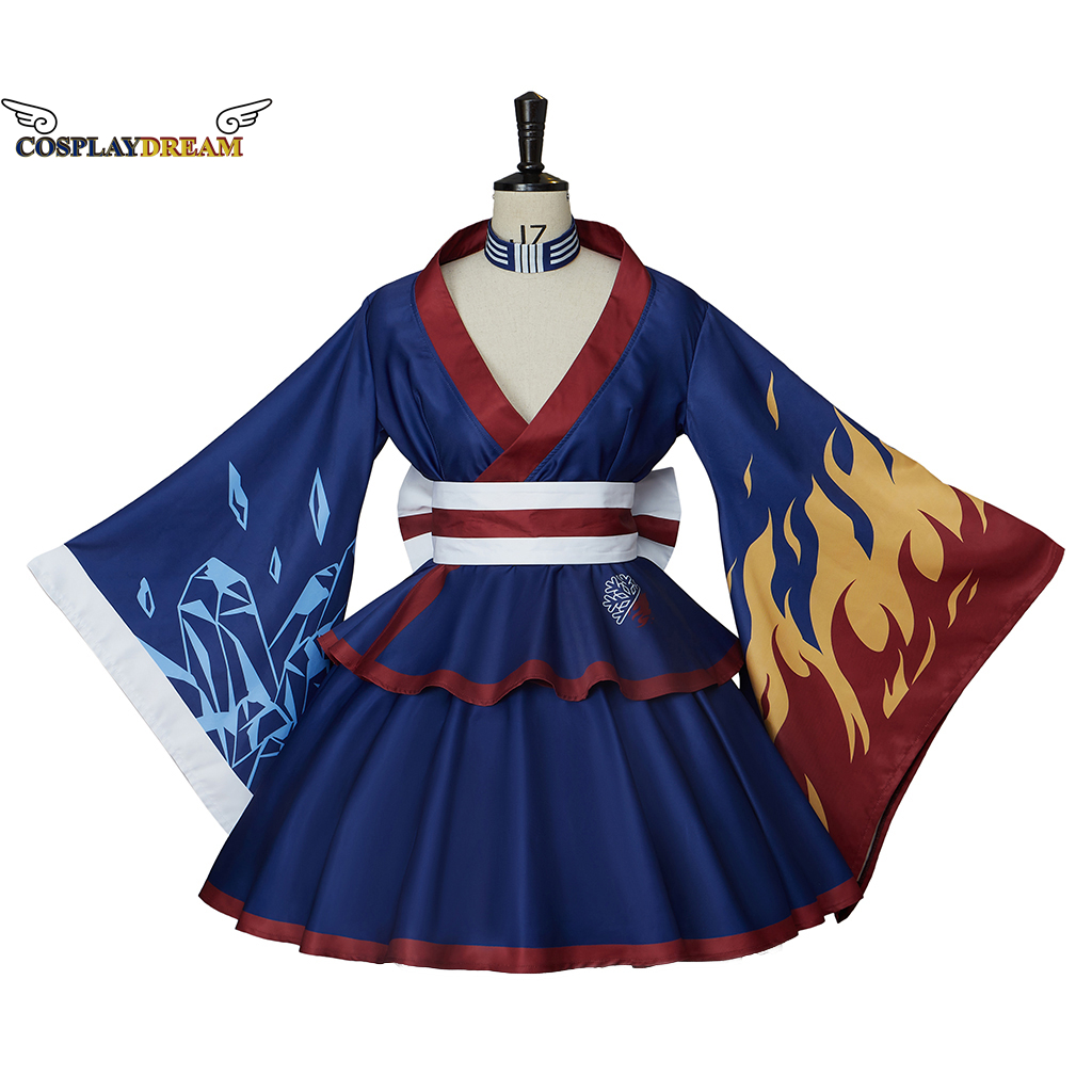 Anime My Hero Academia Todoroki Shoto Cosplay Kimono Lolita Maid Dress Halloween Women Costume Kimono Top Skirts Belt Suit alx