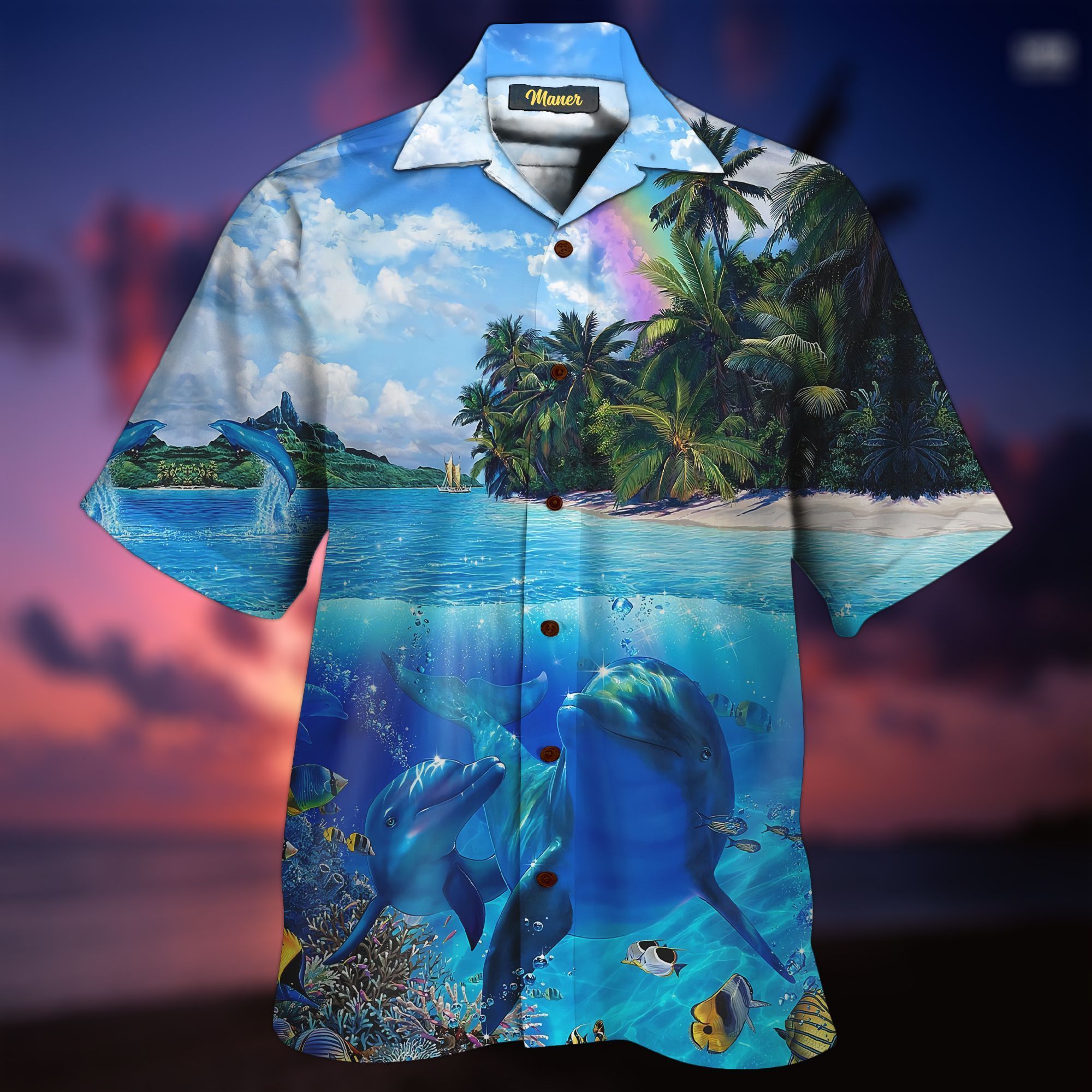 Dolphin Swimming 3D All Over Printed Hawaiian Shirt And Short