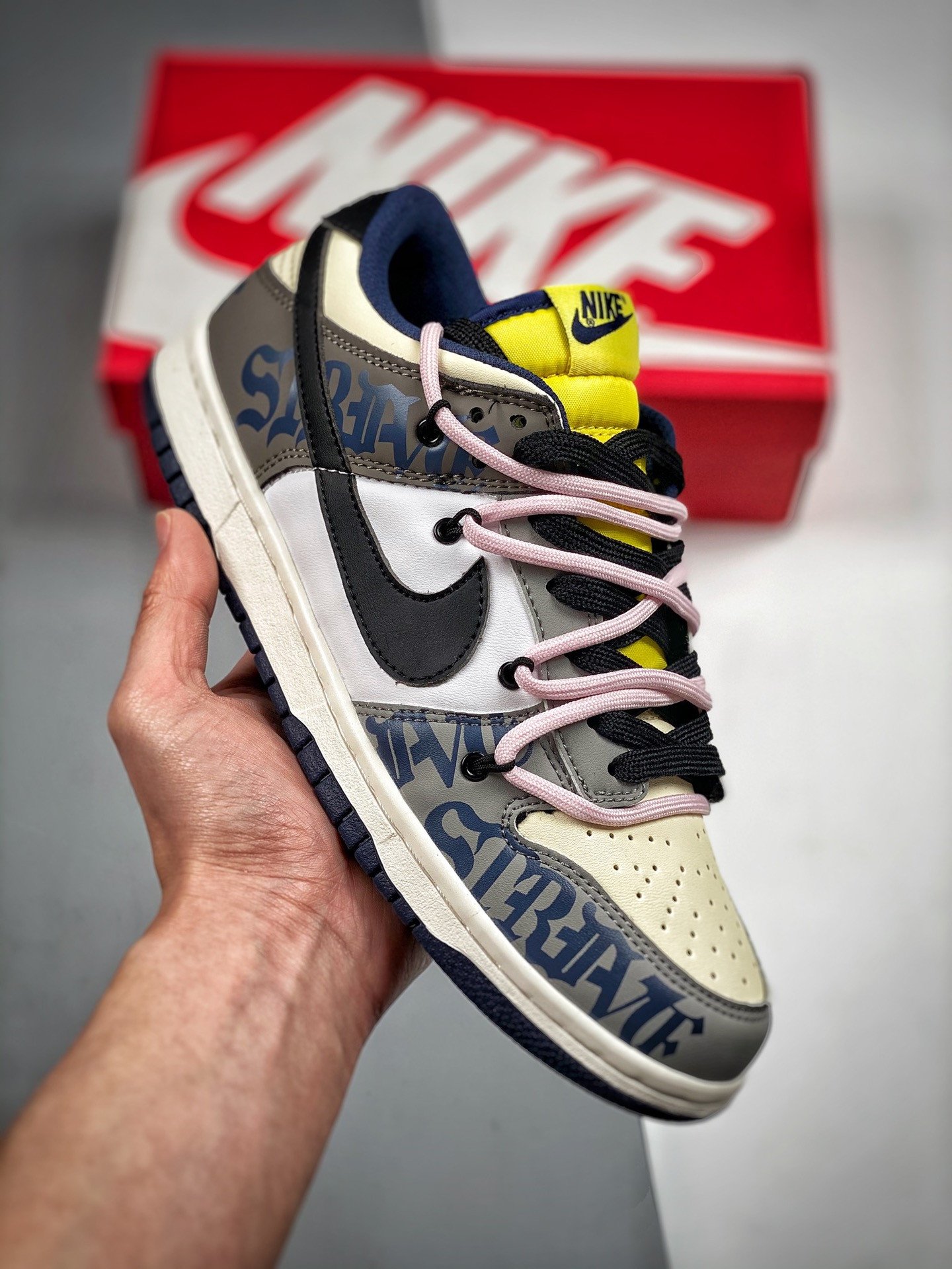 Custom Nike Dunk Low Retro Mocha White Yellow Navy 5340978