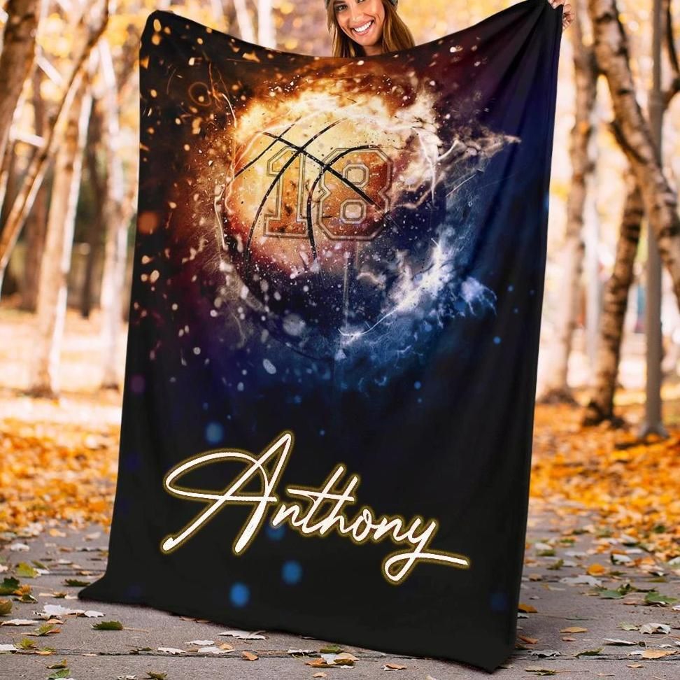 [Personalized Name & Date] Basketball Avatar Fleece Blanket, Sherpa Blanket, Gift For Wife Gift For Parent, Family Member, Friends Gift, Christmas Gift, Home Decor, Home Living