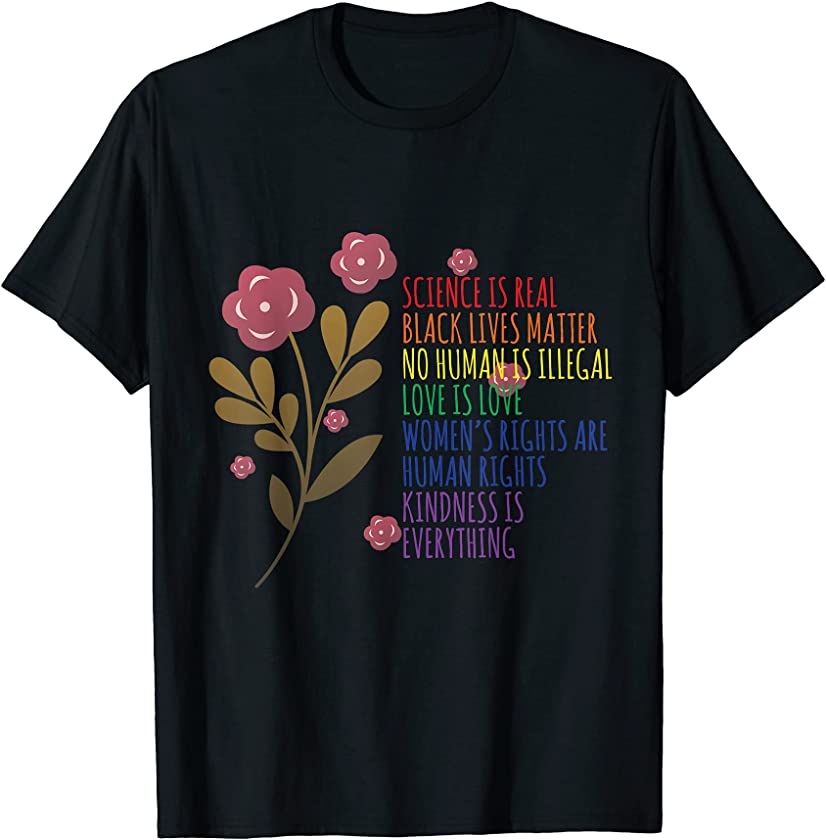 Science Is Real Black Lives Matter BLM African Pride Floral T-Shirt