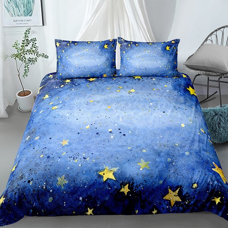 Beautiful Starry Sky Pattern Down Bed Cover Pillowcase 3D Digital Printing Bedding Set Home Decoration 23 Pieces Duvet Covers