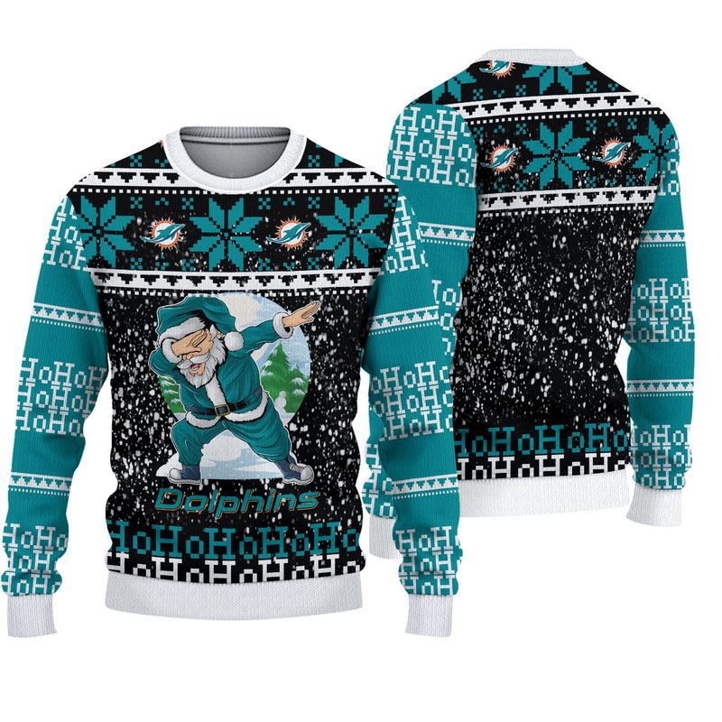 Miami Dolphins Dabbing Santa Christmas Sweatshirt