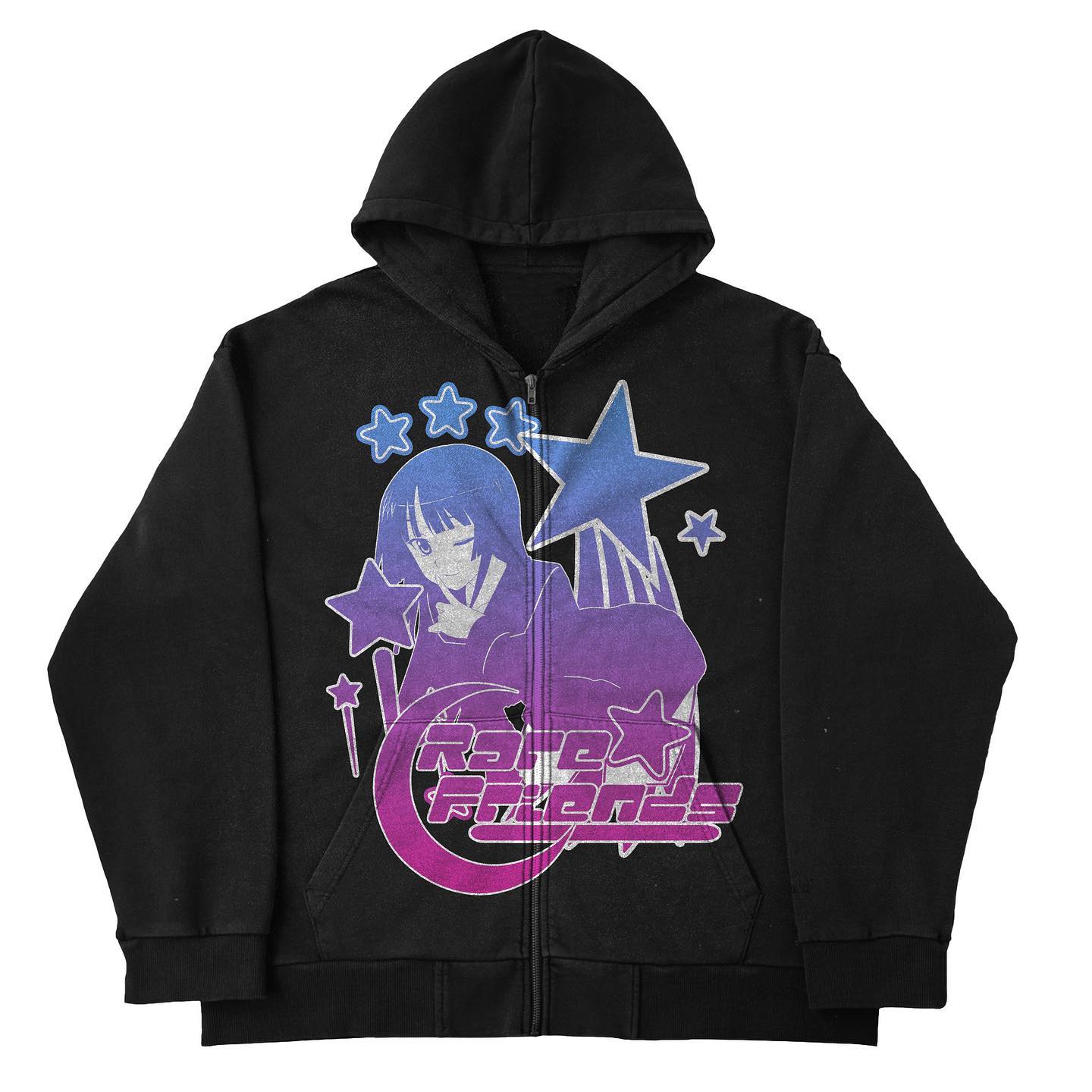 Y2K Goth Punk Harajuku Street Zipper Hoodie Winter 2022 High Street Anime Girls print hoodie women casual loose sweatshirt alx