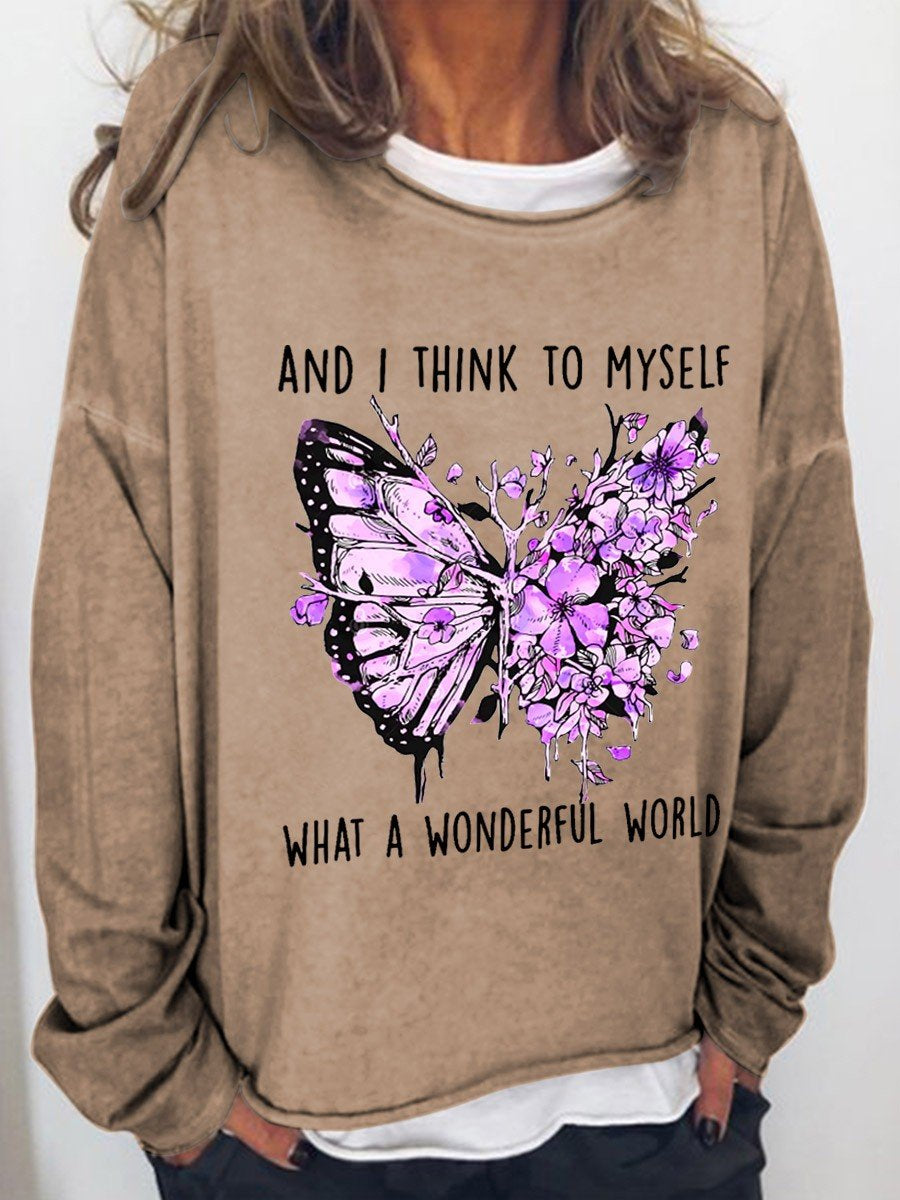 Women’S And I Think To Myself What A Wonderful World Funny Long Sleeve Top