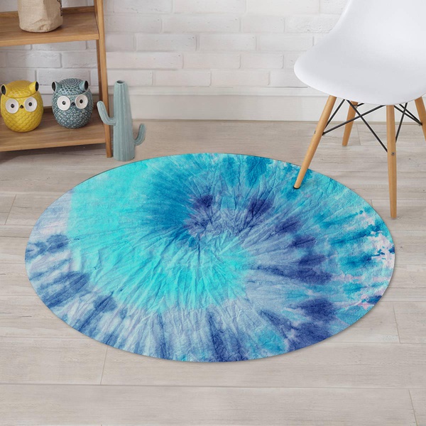 Blue Tie Dye Round Rug