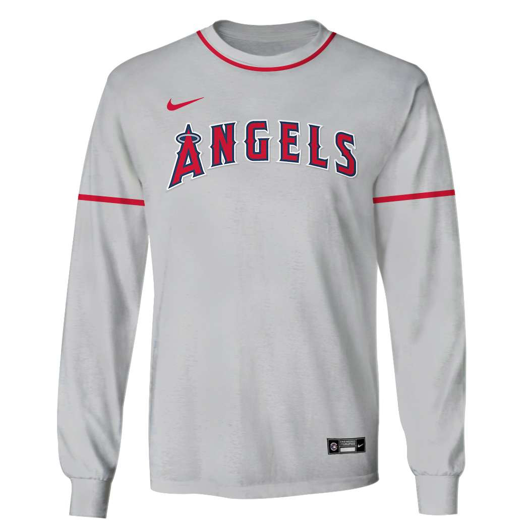 Los Angeles Angels Custom Name Number Gray Gift For Fan 3D Full Printing Sweatshirt