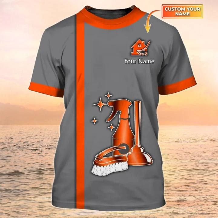 Cleaning Company Shirts Housekeeping T Shirts Maid Uniform Orange