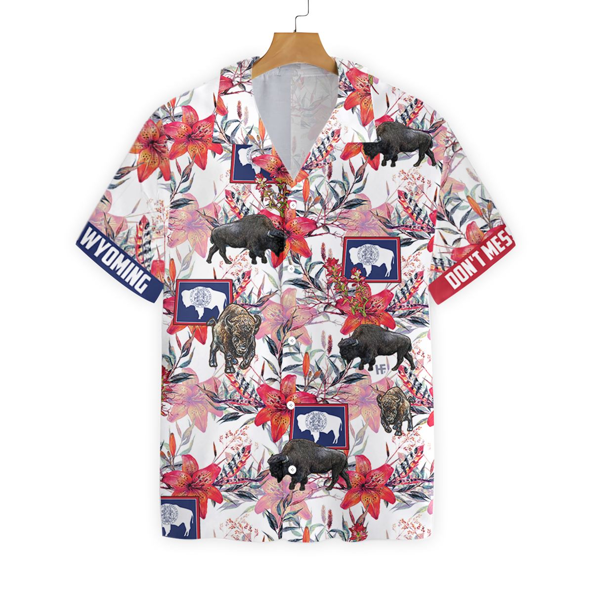 Wyoming Bison And Indian Paintbrush 2711 Hawaii Shirt Ha106967