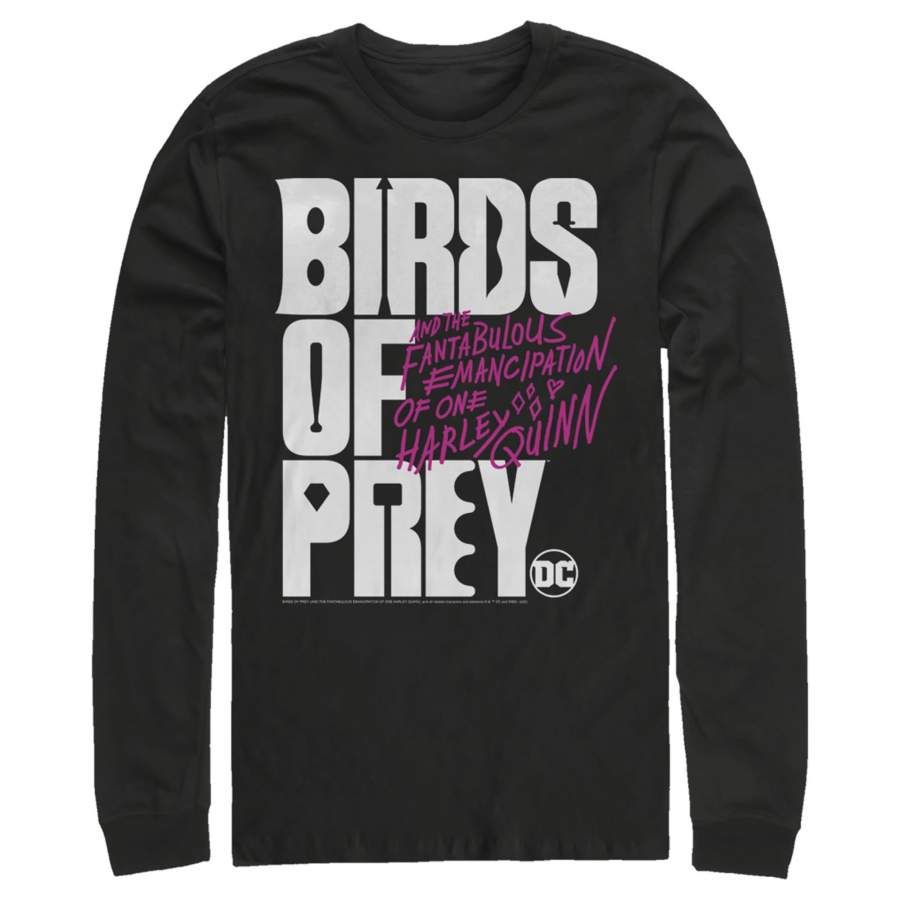 Birds of Prey Men’s Bold Text Logo  Long Sleeve Shirt