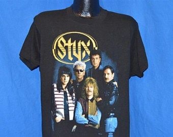 1991 Styx Edge Of The Century Tour Two-sided Black Vintage T-shirt 8867