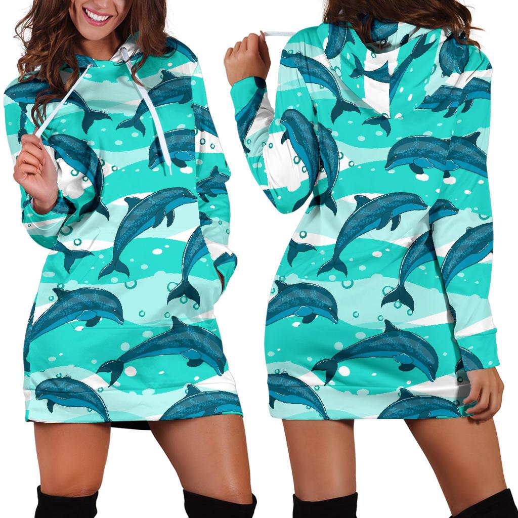 Dolphin Sea Pattern Women’S Hoodie Dress