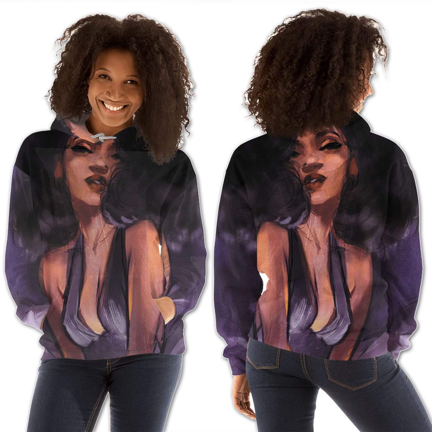 African American Hoodies Cute Black Afro Lady African Clothing For Women