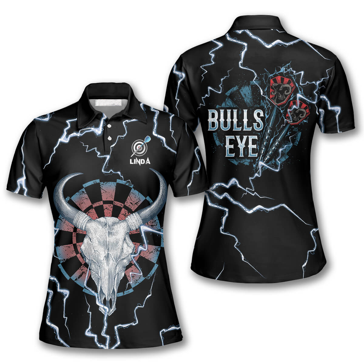 Darts Bullseye Thunder Skull Custom Darts Shirts For Women