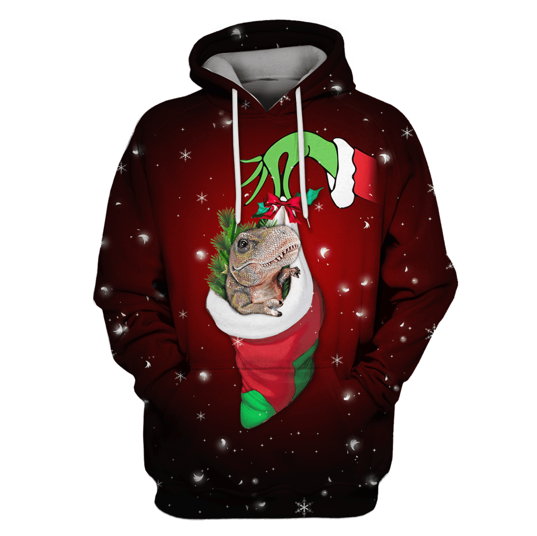 Dino T-Rex On Christmas Custom T-shirt – Hoodies Apparel