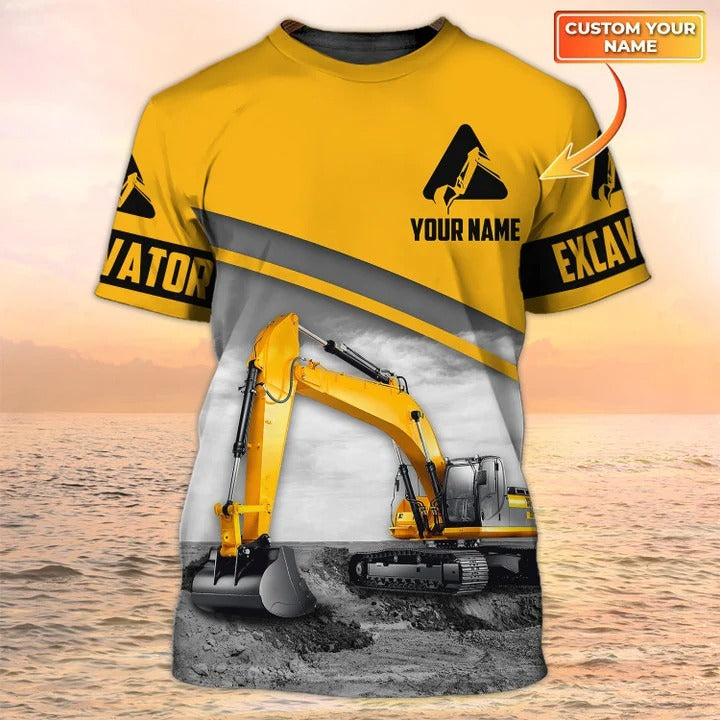 Personalized Excavator 3D Print T Shirt, Excavator Worker Shirt Men, Excavator Man Gift