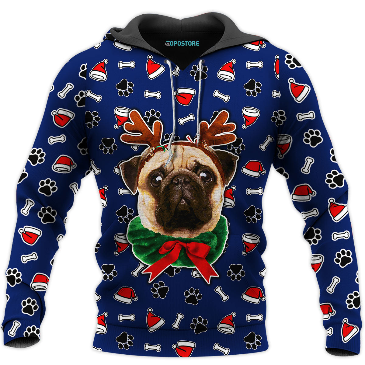 Puppy Christmas 3D All Over Printed Shirts Custom Personalized Text Name Hoodie, Short, Sweater