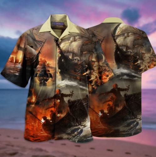 Amazing Fighting Pirate Ships Aloha Hawaii Shirts For Men Women Ha83405