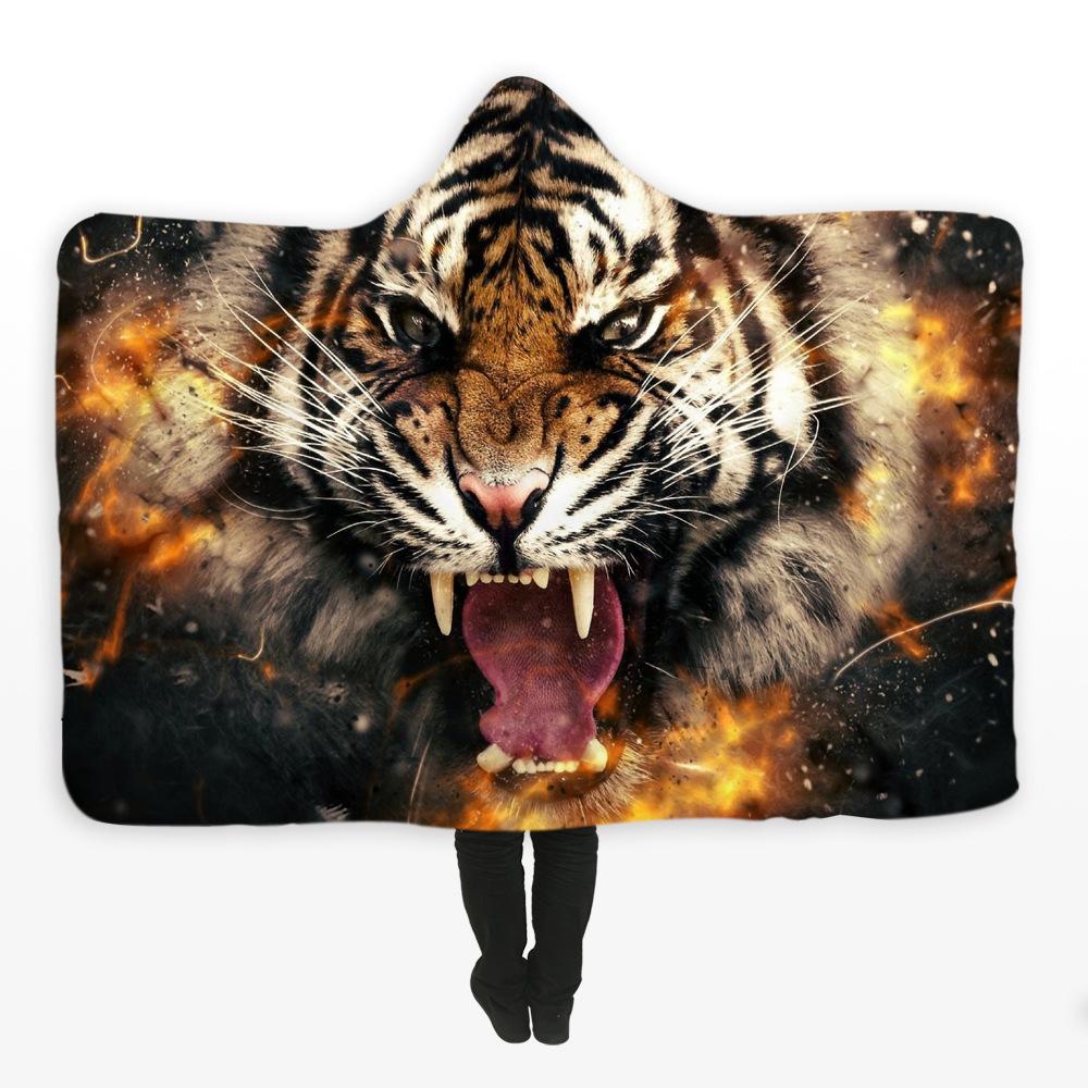 Animal Hooded Blankets – Animal Series Tiger Super Cool Fleece Hooded Blanket