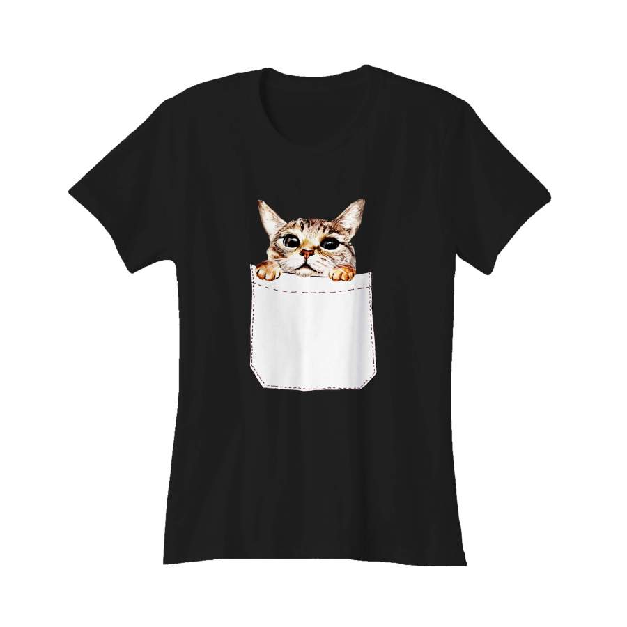 Pocket Cat Cute Kitten Series Women’s T-Shirt