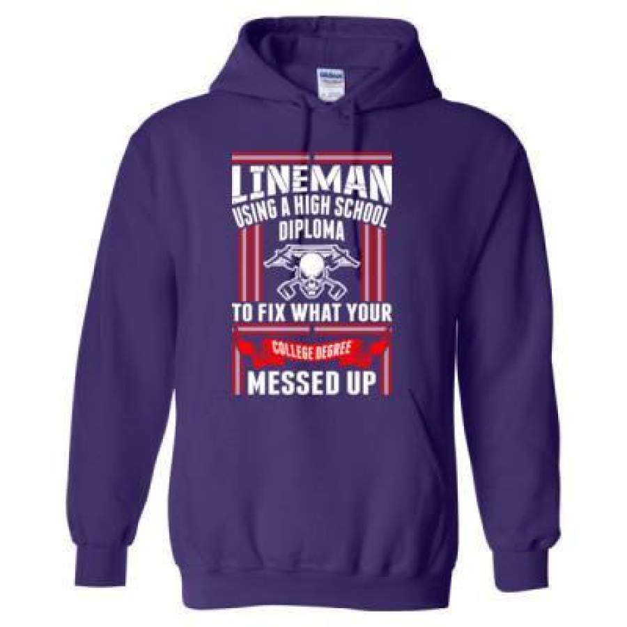AGR Lineman Using A High School Diploma To Fix What Your College Degree Messed Up – Heavy Blend™ Hooded Sweatshirt