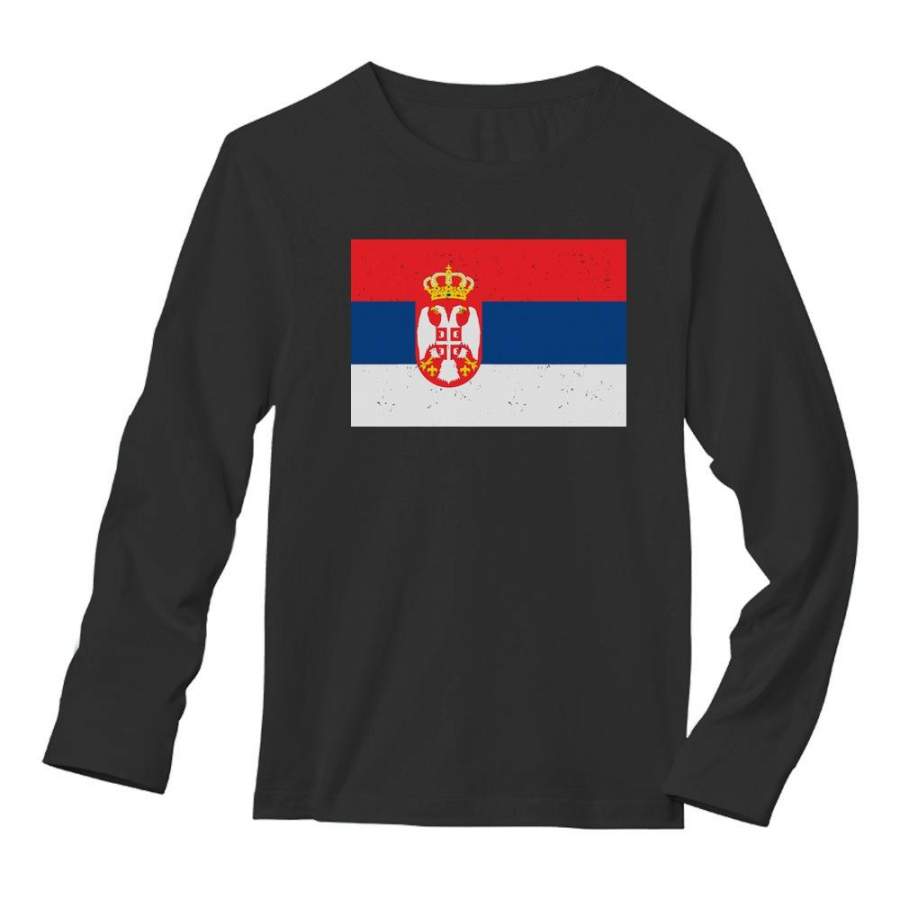 Vintage Serbia Flag Long Sleeve T-Shirt