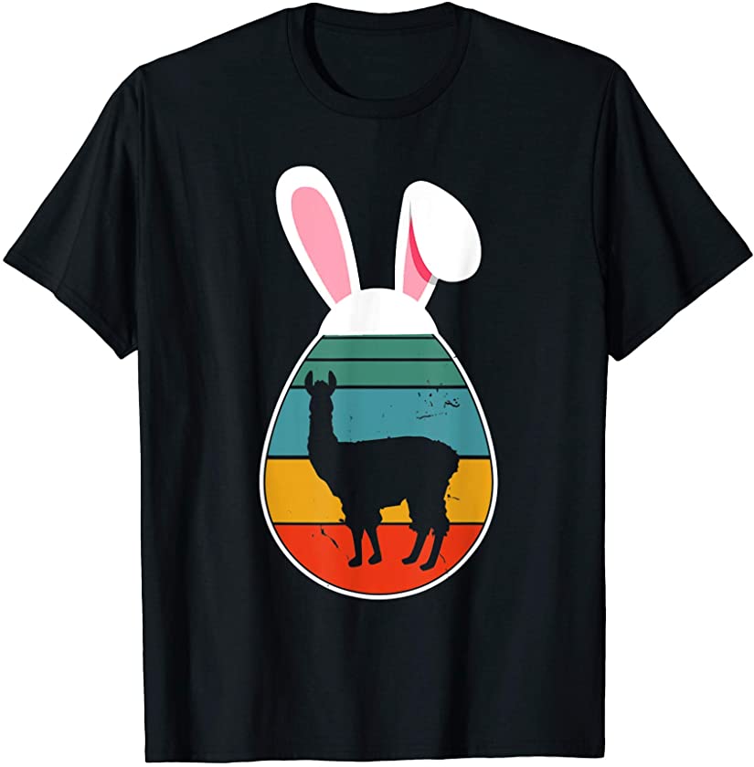 Vintage Retro Llama In Easter Egg Bunny Llama Lover T-Shirt