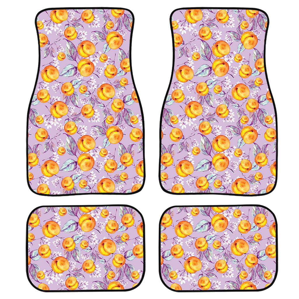 Watercolor Apricot Fruit Pattern Print Front And Back Car Floor Mats, Front Car Mat