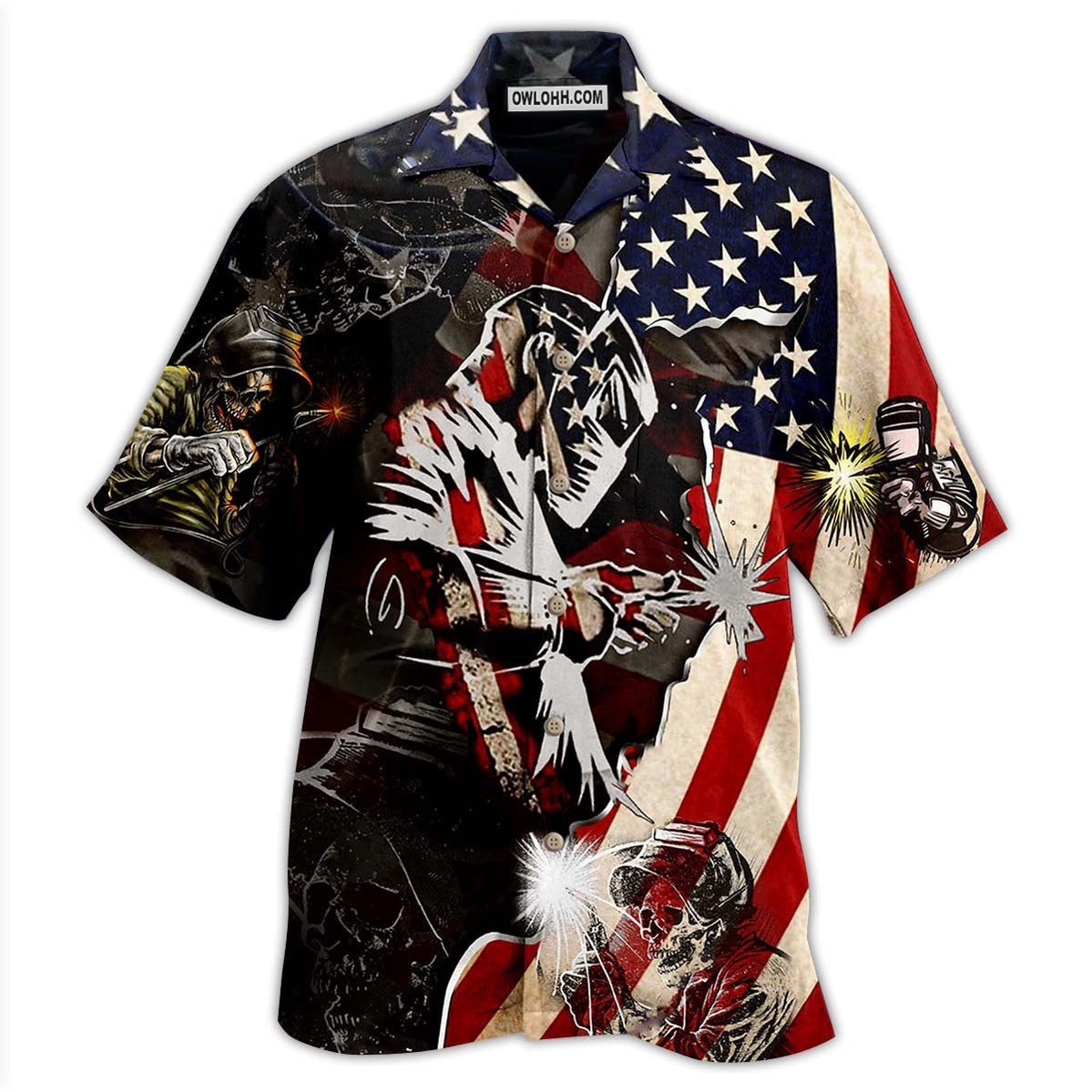 Welder Patriotic – Hawaiian Shirt  – Owl Ohh