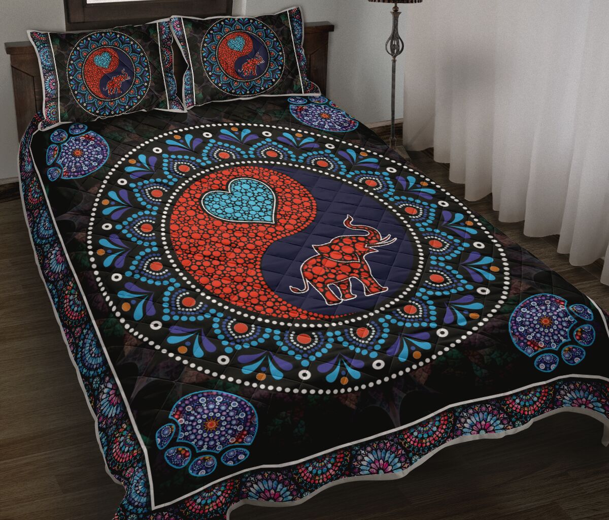 Elephant Yinyang Dot Art Qbs Quilt Bedding Set Bedroom Decoration Twin/Queen/King Size Bedding