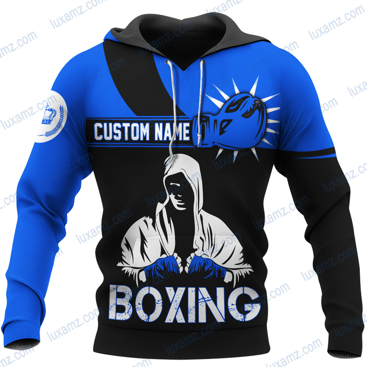 Boxing King Crown 3D Blue Customize Name All Over Print