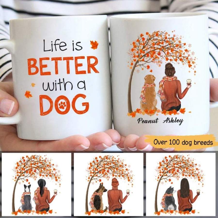 Fall Season Life Is Better With A Dog Personalized Mug