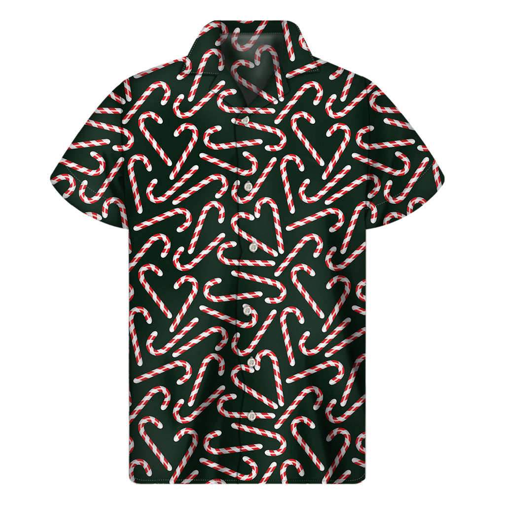 Christmas Candy Cane Pattern Print Men’S Short Sleeve Shirt