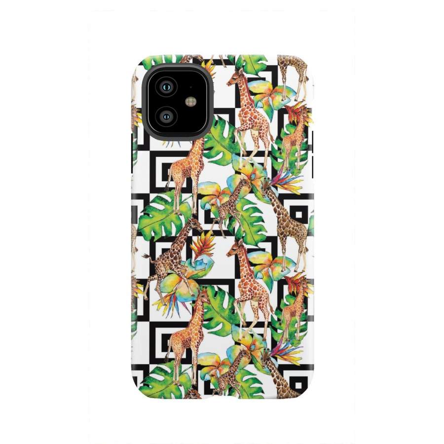 Exotic Tropical Giraffe Pattern Print Tough Phone Case