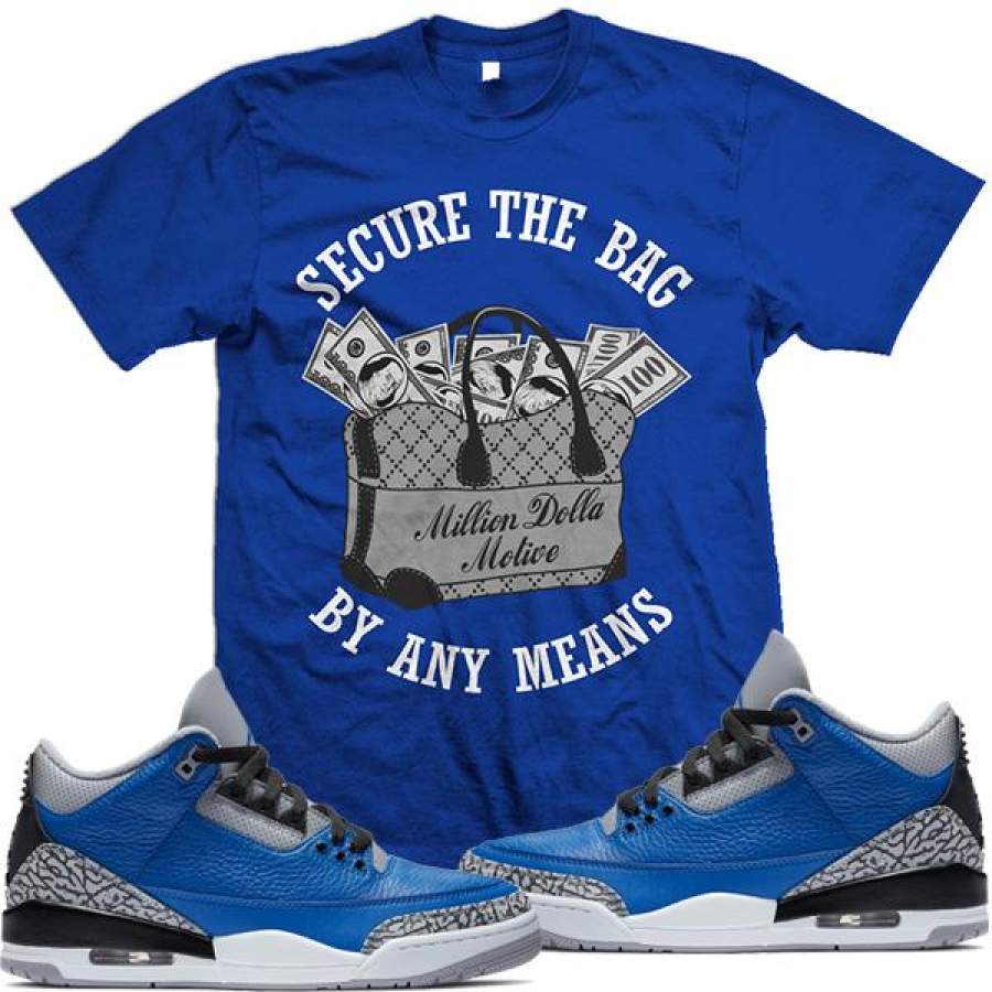 Jordan Retro 3 Varsity Royal Cement Elephant Sneaker Shirt – SECURE THE BAG