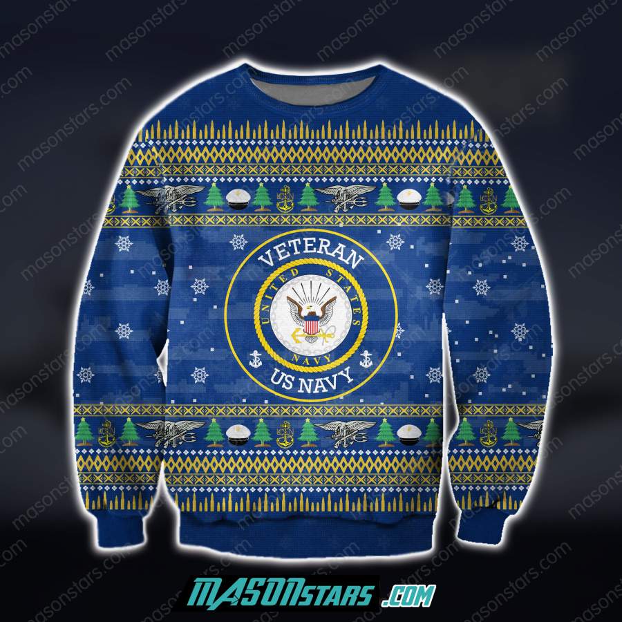 3D ALL OVER PRINT US NAVY VETERAN UGLY SWEATER