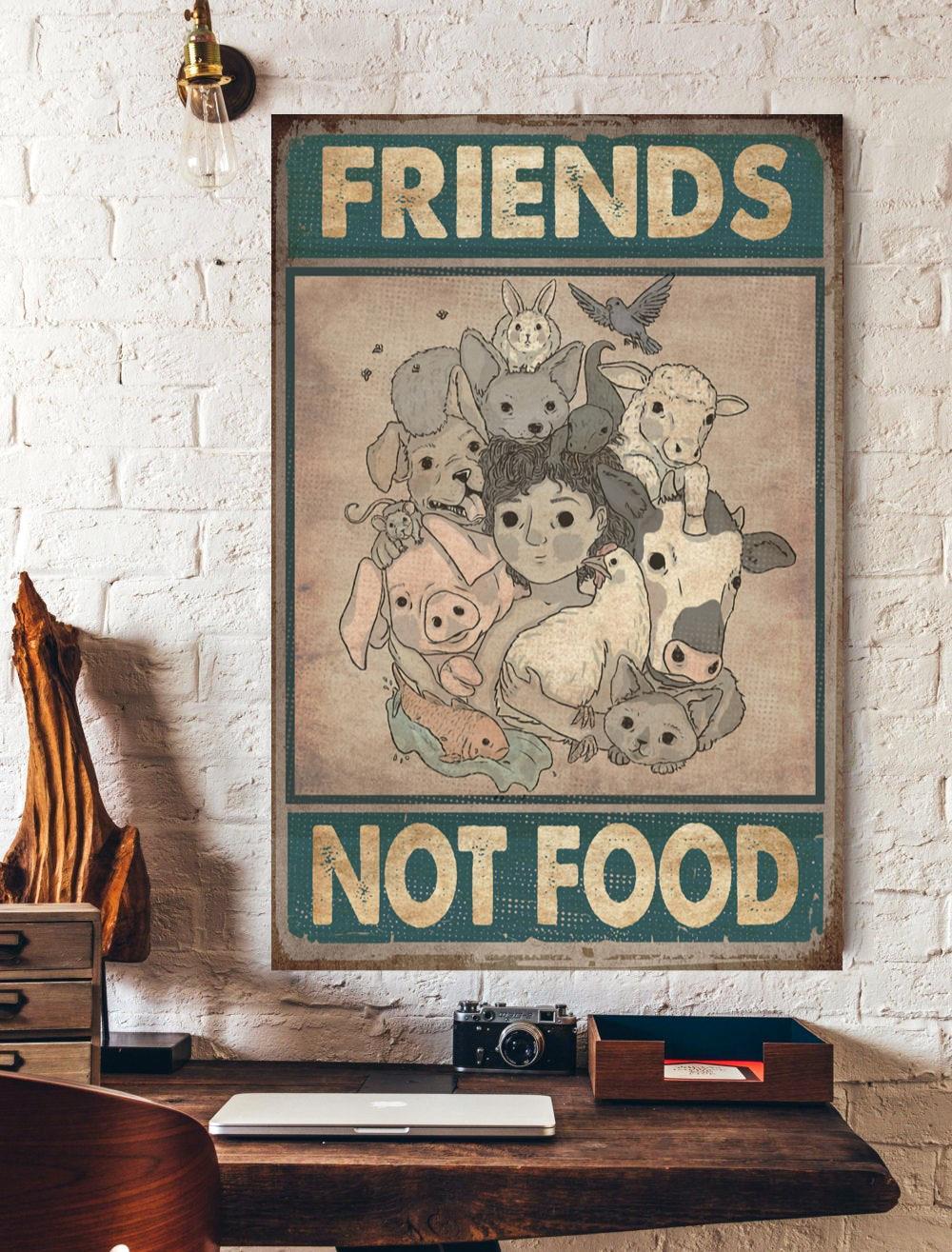 Animal Friends Not Food Vegan Wall Art Canvas Prints Best Friend Gifts