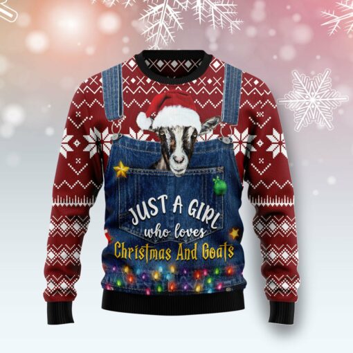 Just A Girl Who Loves Christmas And Goats Ugly Christmas Sweater | Adult | Us1687