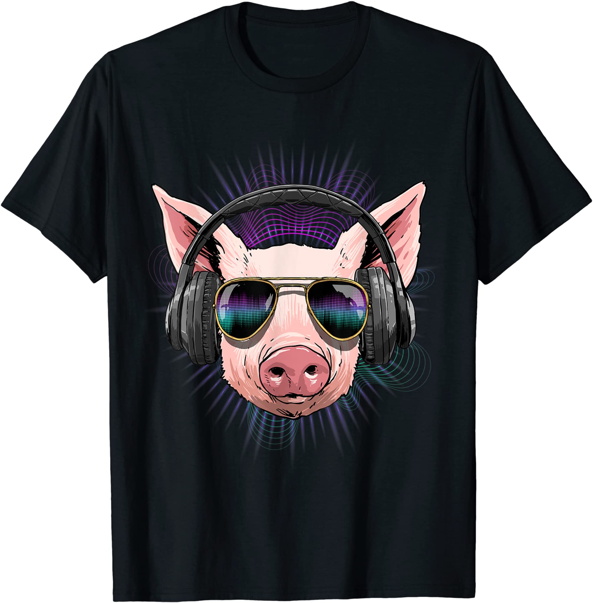 Music Pig Dj With Headphones Musical Pig Lovers T-Shirt