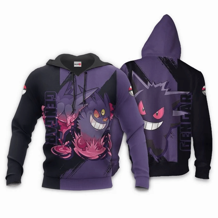 Pokemon Gengar Anime Manga For Men And Women 3D Hoodie Zip Hoodie