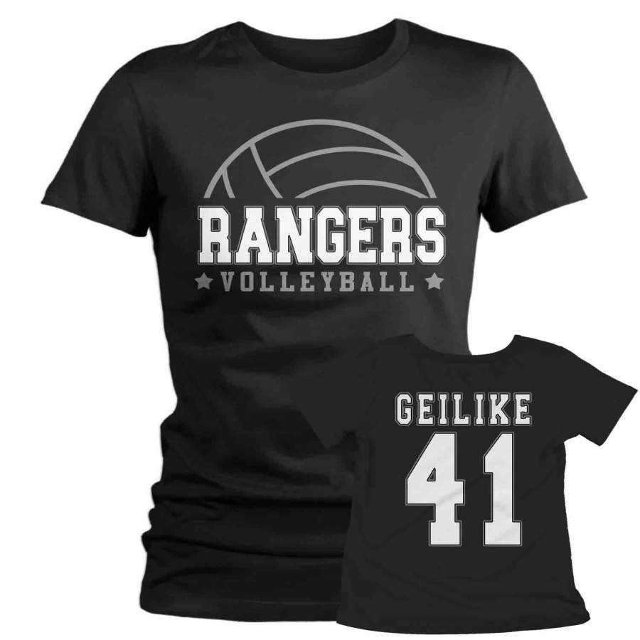 Women’s Personalized Volleyball T Shirt Custom Volleyball Mom Shirt Personalized Volley Rear Printed Custom Shirts