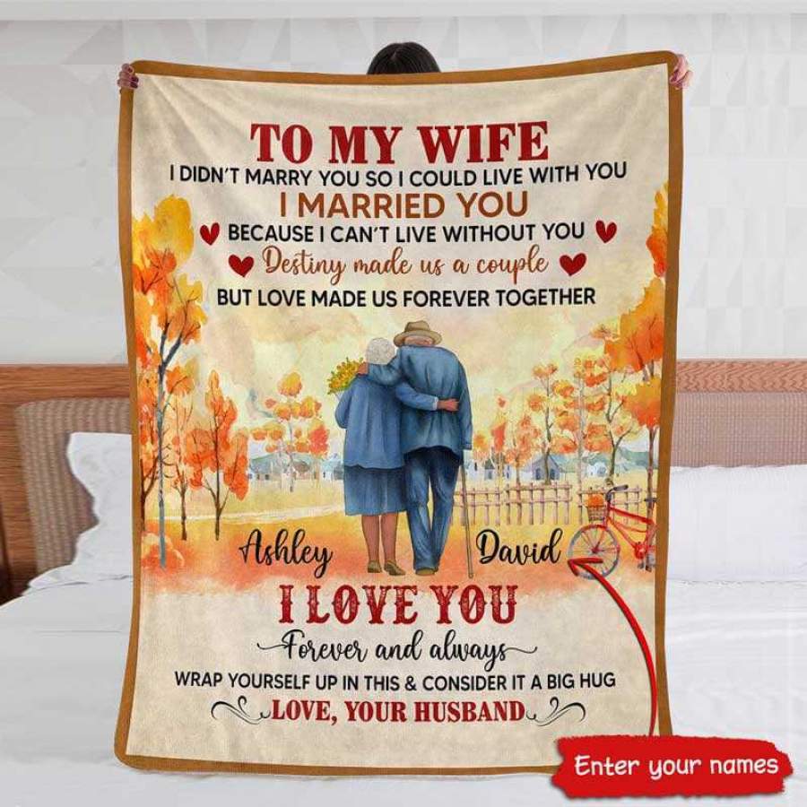 To My Wife Old Couple Personalized Fleece Blanket