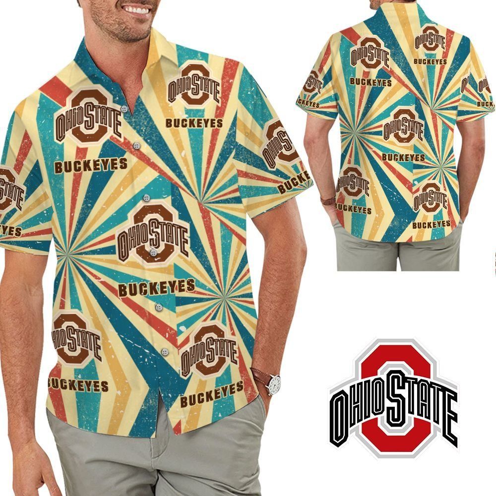 Ohio State Buckeyes Retro Vintage Style Tropical Hawaiian Shirt