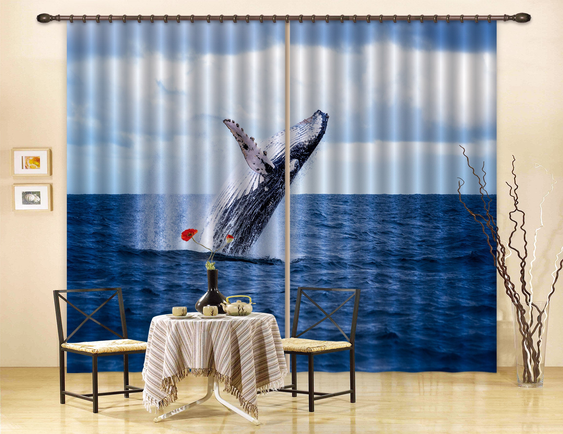 3D Blue Sea Shark Curtains And Drapes Lqh A416