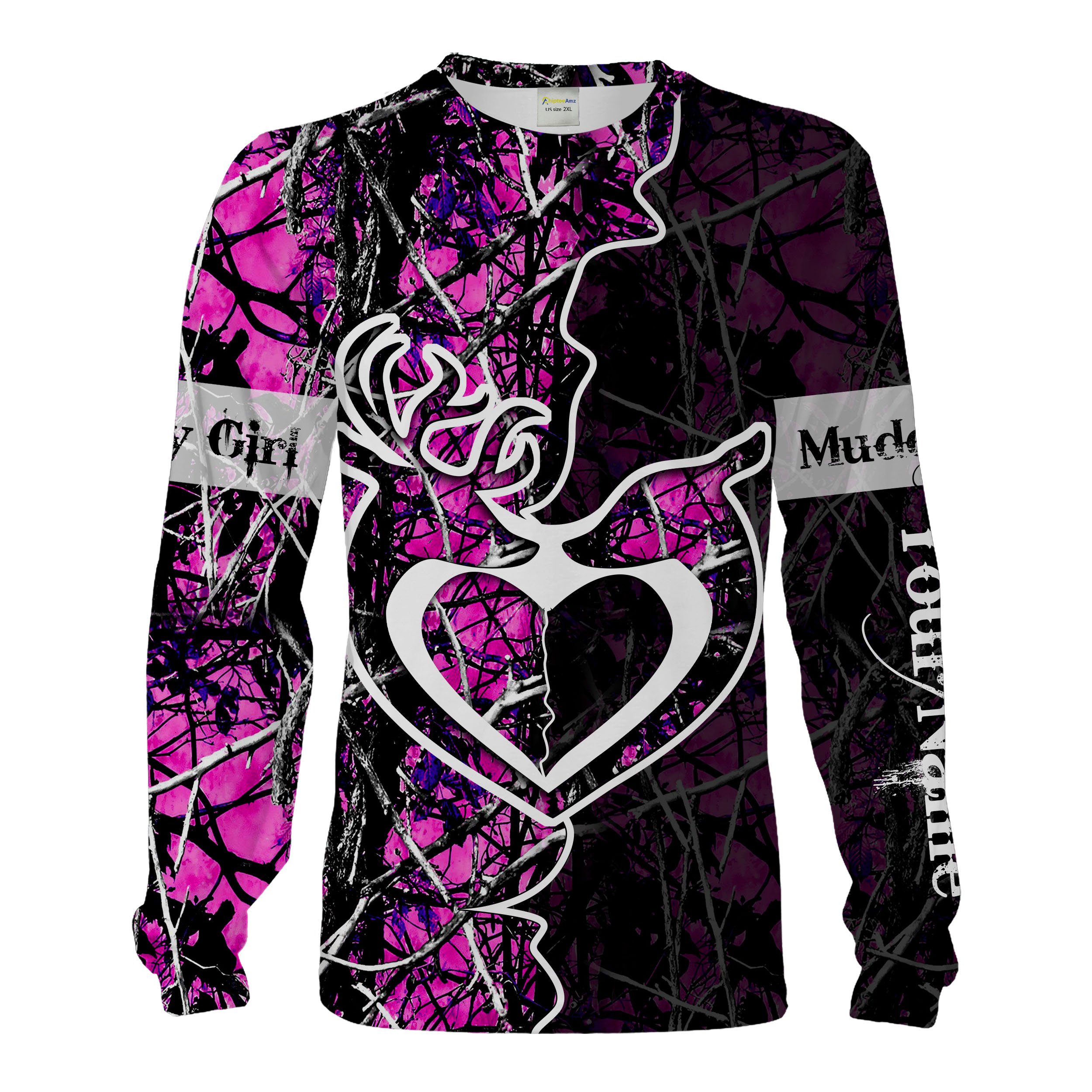 Muddy Girl Pink Muddy Camo Buck and Doe Customized Name 3D All Over Printed Shirts -Personalized Gifts For Adult and Kid Chipteeamz FSD2013