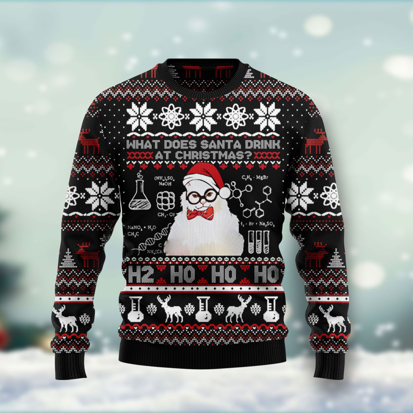 What Does Santa Drink At Christmas Ugly Christmas Sweater | For Men & Women | Adult | Us3948